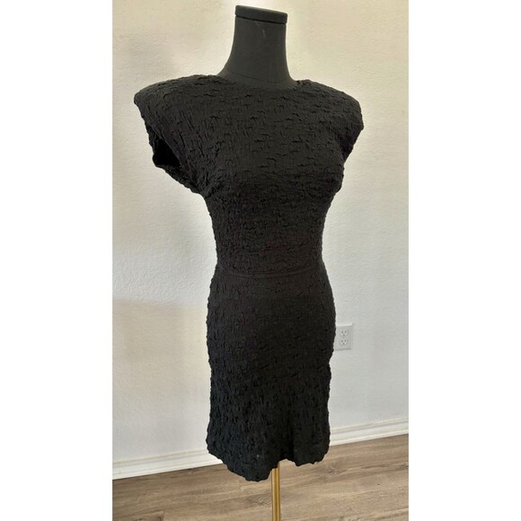 NWT Sabina Musayev Bamboo Cut Out Mini Dress Size S Black Anthropologie Padded - Picture 4 of 5